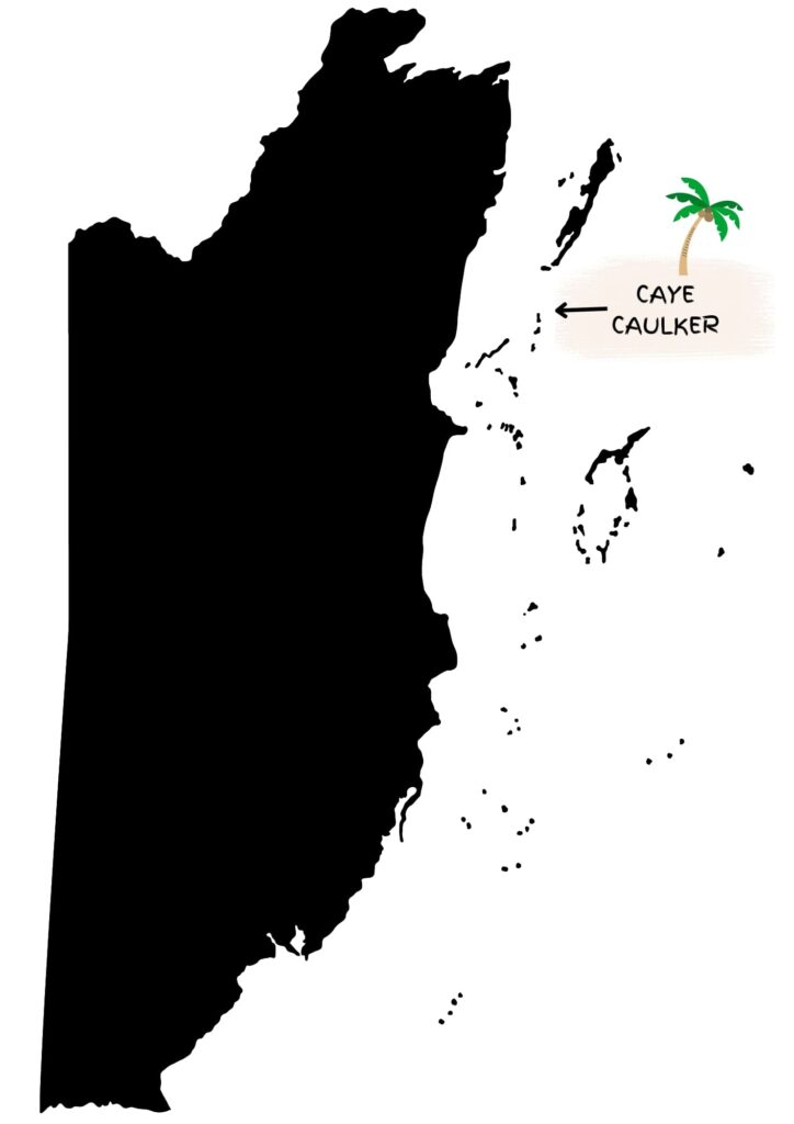 Caye Caulker shown on belize map